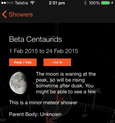 Fireballs in the Sky app: Beta Centaurids meteor shower